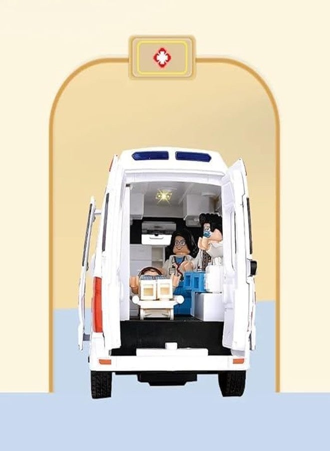 KING FORU Metal Ambulance Van Toy for Kids Friction Powered Vehicle with Lights & Sound Kids Emergency Van City Service Push n Go Vehicles (Ambulance), Pack of 1, Multicolor - Image 4
